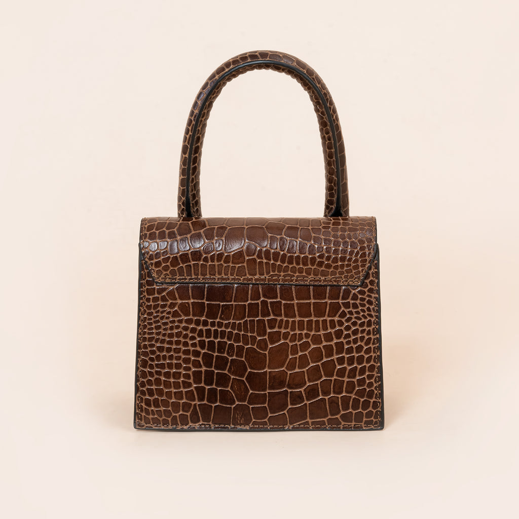 Moncatti Aria Croc-Embossed Leather Handbag